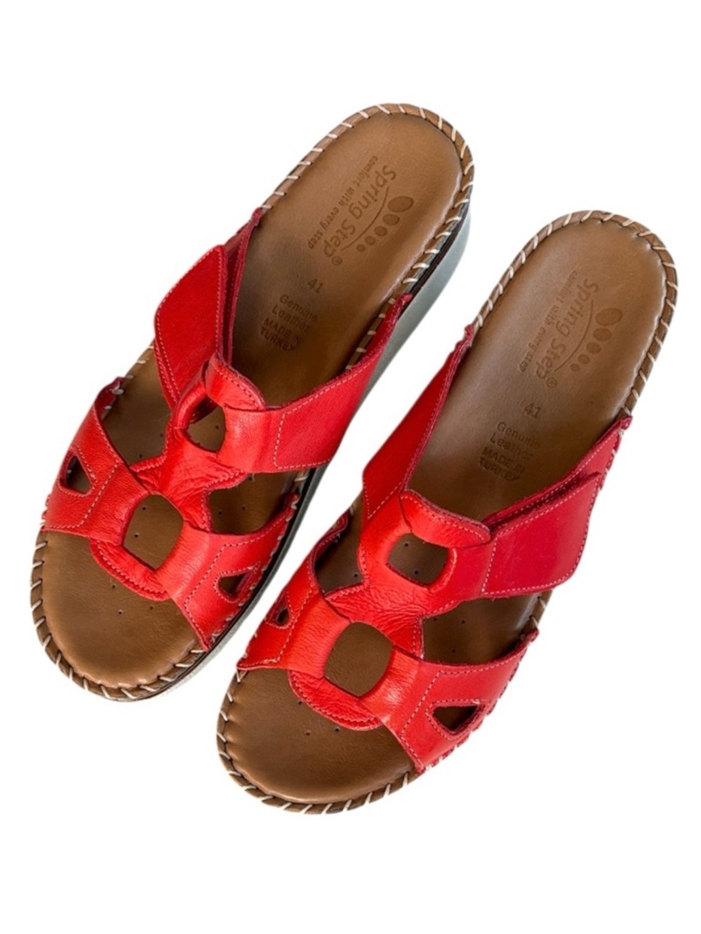 EUC Spring Step Leather Montera Sandals Red Size 9.5 - 10